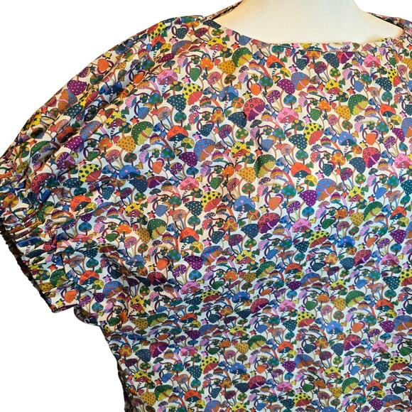 Tish Cox Khloe Mushroom Top MultiColor Artsy Hippie Whimsical Boho Chic Sz S NWT - Picture 3 of 9